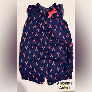 Carter's Navy and Pink Lobster Bubble Romper